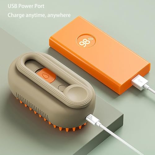 Escova Pet Vaporizada Para Remoção De Pelos Gatos Cães Recarregável Elétrica Pente Com Vapor