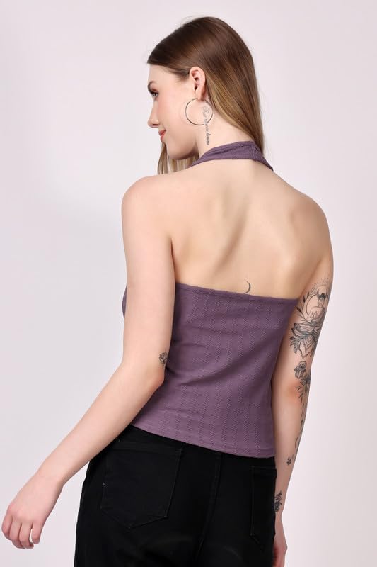 Image of London Hills Women's Cotton Slim Fit Tank Top Halter Neck Tops Stylish | Backless Tops | Halter Neck Top | Backless Tank Tops