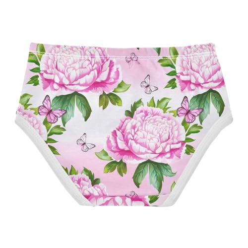 Joisal Toddlers Underwear Floral 2t Cotton Panties Little Girl Fancy Briefs Kids Undies Pink White Peonies Green Leaves2
