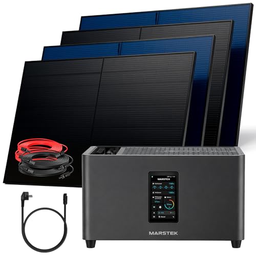SUNNIVA 2000W Balkonkraftwerk mit 2 56 kWh Speicher MARSTEK Jupiter C + Plus BIFAZIAL FULLBLACK komplett Steckdose PV Solaranlage Komplettset mit Solarspeicher 4x 500W N-Type Glas Bifacial