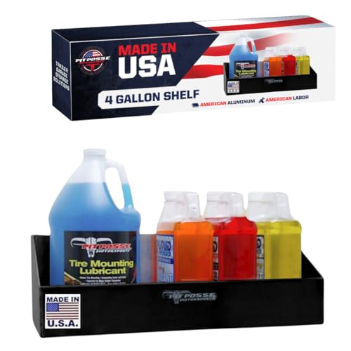 Pit Posse PP3189BK 3 to 4 Gallon Shelf Storage Holder Aluminum Trailer Garage Accessory Organizer | Made in The USA| 5 Year Warranty| Toy Hauler| 5th Wheel| Snowmobile