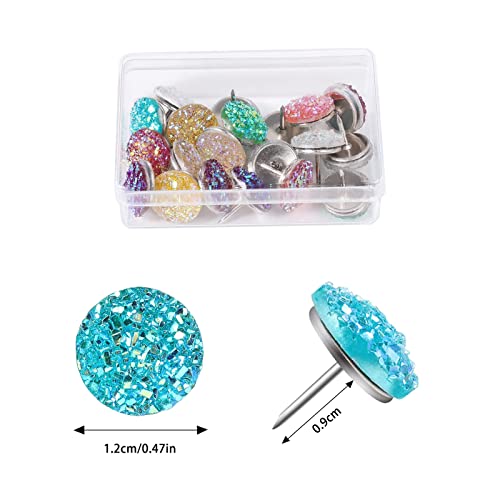 30Pcs Rhinestone Head Push Pins Glitter Decorative Thumb Tacks Photo Posters Push Pins For Cork Board Bulletin Board Wall (30) #TOP2