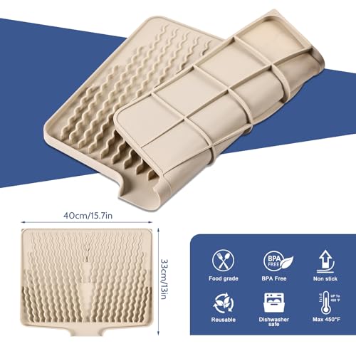 Abtropfmatte aus Silikon für Geschirr & Spüle, Beige, 40x33x1.5cm – Ansicht 4