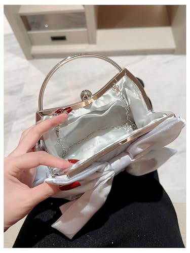 Image of Verdusa Women's Bowknot Evening Bag Ruched Clutch Purse Party Handbag with Chain Strap
