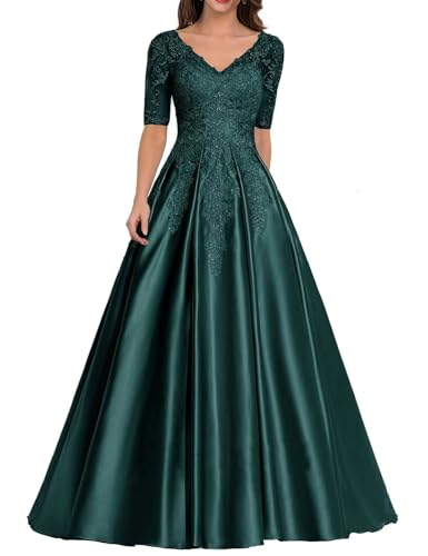 Kleid für die Brautmutter mit Spitzenapplikation Formales Abendkleid aus Satin mit V-Ausschnitt...
