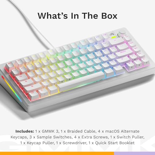 Image of Glorious Gaming GMMK 3: Custom Mechanical Gaming Keyboard, TKL 75%, Modular Seals, Doublehot PBT, Aluminium Switching Plate, 3-5 Pin Switches (Hot Swap), US QWERTY - White