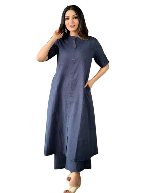 KANHA Fashion Women's Pure Katha Cotton Co-ord Jaipuri Kurti Set with Palazzo-picture-49