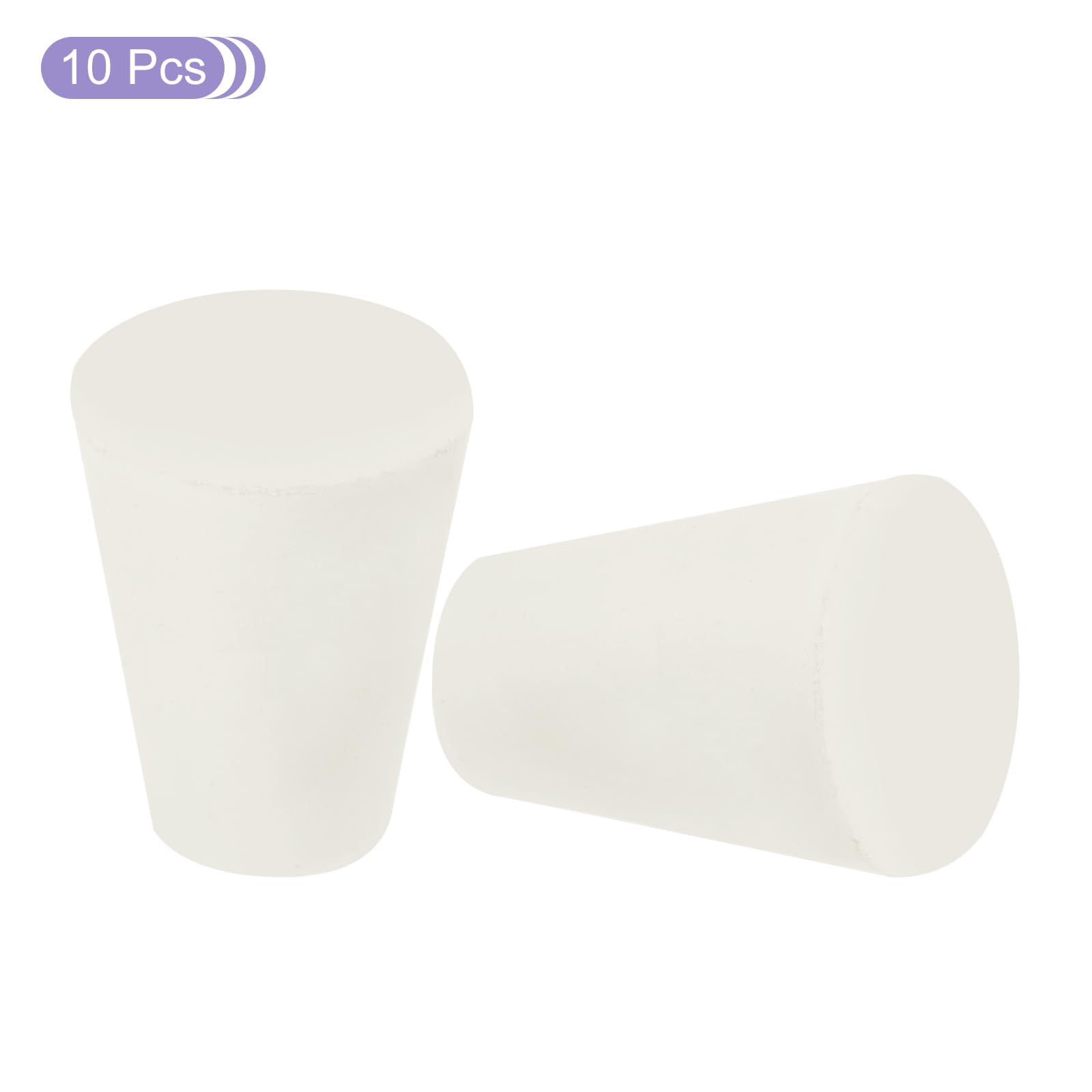 StonyLab Solid Rubber Stoppers, White Tapered Lab Seal Rubber Stoppers - View #11
