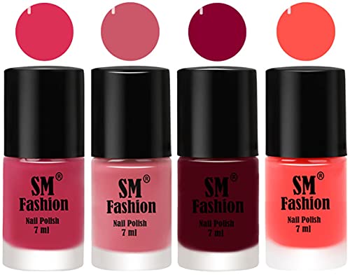Image of Nail Polish Combo Set (Pack of 4) Quick Dry Gel Finish Nail Paint | Dusty Pink,Nude Pink,Boysenberry,Baby Pink | 7 ml Each