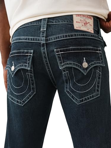 True Religion Men's Billy SN Flap Jeans- Straight Leg Denim with Back Flap Pockets4