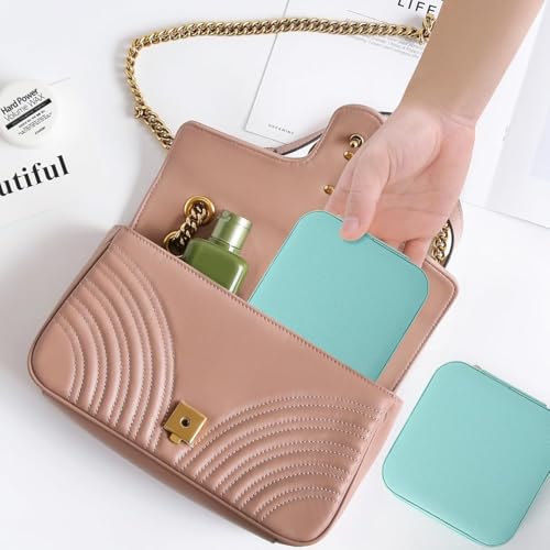 Image of Mini Jewelry Travel Case, Small Portable Jewellry Organizer Box Portable Display Storage Box for Rings Earrings Necklaces, Gifts for Girl, Women, Wedding, Birthday, Gifts (Green)