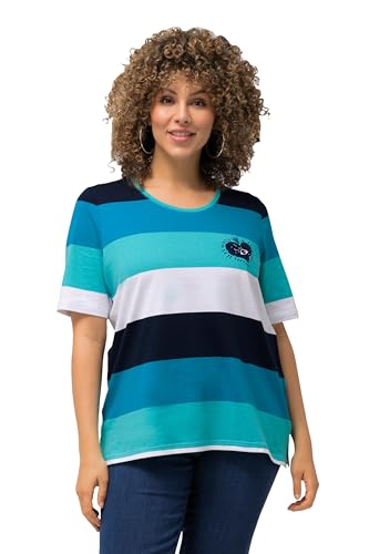 T-shirt grandes tailles col rond Ulla Popken rayé à broderie cœur