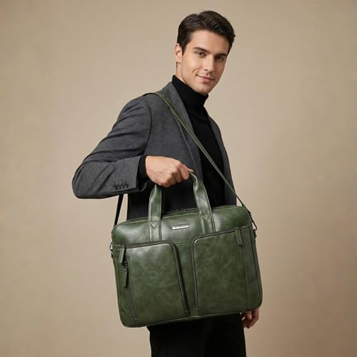 Image of VISMIINTREND Leather Laptop Office Bags for Men & Women, Fits 13 /14 /15.6 Inch Laptop, Macbook Bag Office /Travel, Laptop Messenger /Briefcase Bag | Corporate Gifts