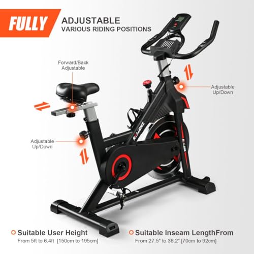 Image of Exercise Bike, Indoor Bike /Brake Pad Stationary Bike, for Family, Indoor Bike with Silent Belt Drive, Heavy Duty Flywheel, Comfortable Saddle And Upgraded LCD Display