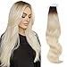 AmazingBeauty Dark Roots Remy Tape in Hair Extensions Blonde - Pre Taped Double Sided Real Human Hair Skin Weft, 20 Pieces, 50 Grams, Platinum Ash Blonde with Darkest Brown Base Color R2-60, 18 Inch