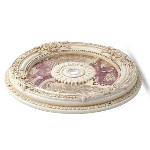 KIOMIMI Decorative Ceiling Medallion, Vintage Round Floral Pattern with Purple