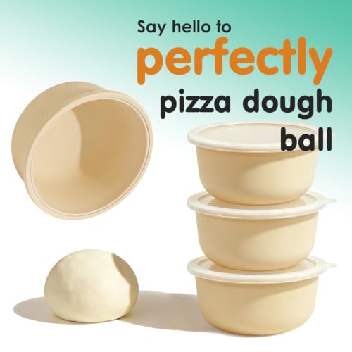 FEHNAG 4Pcs Stackable Silicone Pizza Dough Proofing Containers with Lids,Pizza Dough Proofing Box | Make 12" Pizzas 700ml(4Pcs Beige) by FEHNAG - Used condition - Image 7