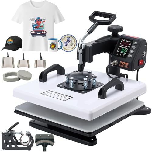 VEVOR Heat Press Machine, 15 x 15 in, 8-in-1 Multifunction, 360° Swing Away, Heat Up Fast and Even,...
