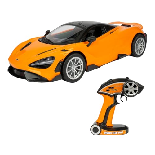 World Tech Toys McLaren 765LT 1:10 RTR Electric RC Car – Officially Licensed McLaren – 2.4GHz Full Function Remote Control with Rechargeable Battery – 16" L x 7.5" W x 4" H – Kids 6+