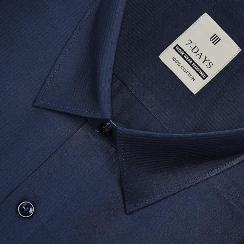 Image of 7-DAYS Men's Premium Formal Shirt - 100% Pure Cotton, Regular Fit, Plain, Full Sleeves, with Pocket - Perfect for Office Wear & Under Suits