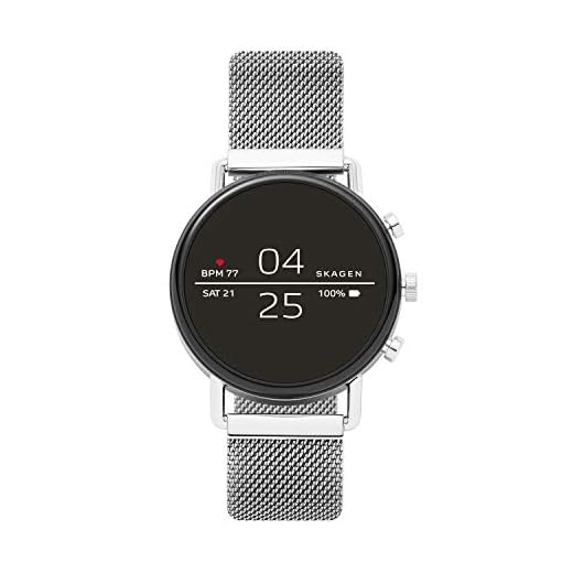Skagen Connected Falster 2 Stainless Steel Magnetic Mesh Touchscreen Smartwatch, Color: Silver (Model: SKT5102)