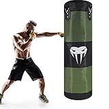 SOTF Heavy Bag Boxing Set Punching Bags for Adults Heavy Duty Hanging Punching Bag Unfilled Green Length 120cm