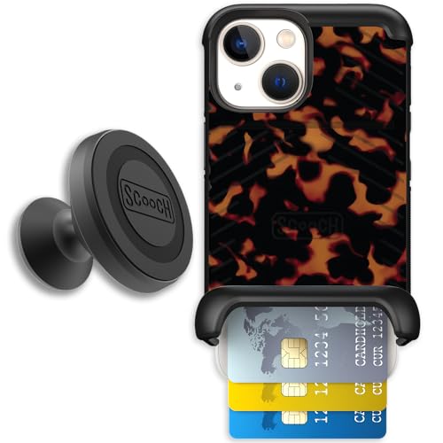 Scooch for iPhone 13 Mini Wallet Case Card Holder, Wingmate, Tortoise Shell