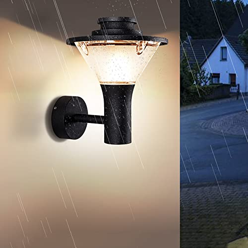 Lámpara de pared Aplique de pared de aluminio negro minimalista moderno Aplique de pared impermeable para exteriores 3000K LED 15W Pantalla de PC esmerilada con farol de pared de alta transmitancia de Cover