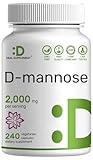 DEAL SUPPLEMENT D Mannose 500mg Capsules (2,000mg Per Serving), 240 Veggie Pills – Fast Acting Water-Soluble Form – Extra Strength Urinary Tract (UTI) Health Support – Non-GMO, Vegan Friendly