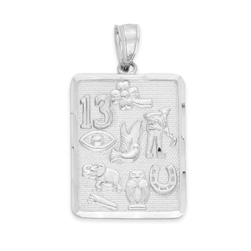 925 Sterling Silver Good Luck Charm Pendant, Engraved Symbols of Fortune Necklace,...