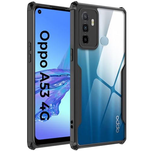 Image of A rtistque Clear Hard Transparent Acrylic Armor Back Cover Case for Oppo A53 4G | Shockproof TPU Edge Protection | Slim Protective Design | Oppo A53 Back Cover - Black