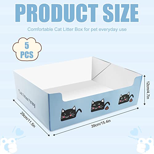 5Pcs Disposable Cat Litter Boxes, 15.4X11.5X4.8Inch Waterproof Double Layer Cat Litter Box Foldable Kitten Boxes For Indoor Cats For Travel Outdoor (Blue) #TOP1