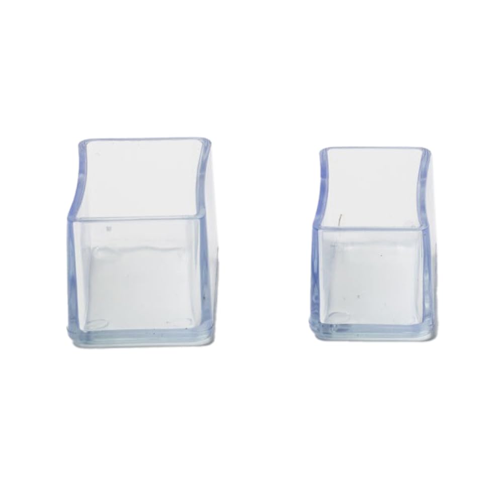 8 Pieces Rectangle Chair Leg Caps Rectangle Chair Leg Caps Non Slip Thick Floor Protection Clear 25x30mm