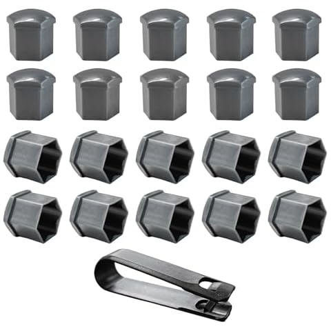 Augeny 20 PCS Wheel Nut Covers Bolt Caps, 19mm Wheel Lug Bolt Covers Caps with Removal Tool, Auto Hub Screw Bolt Head Tire Protector, Universal Vehicle Exterior Decor Accessories (Normal,Gray) Cover