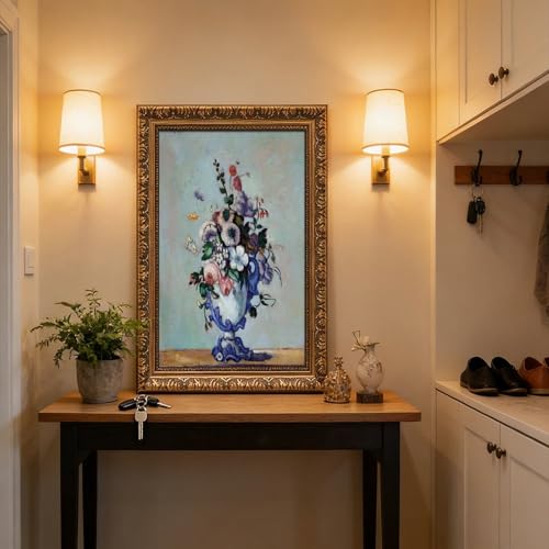 Toile fleurs vase rococo Cezanne pour decoration de chambre elegante - 5