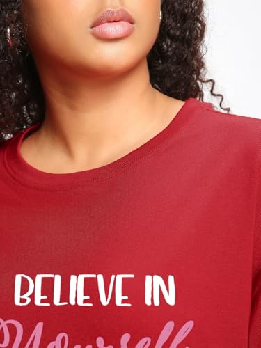 Image of Bewakoof Women's Cotton Oversized Fit Half Sleeve Round Neck T-Shirt | Casual wear | Streetwear | Oversized Tshirt for Woman Cotton| Baggy