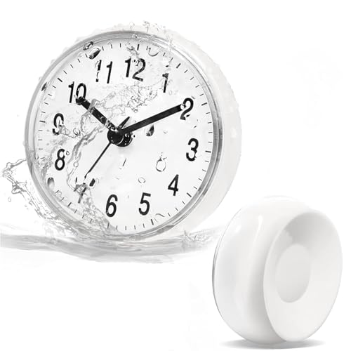 Tniytru Bathroom Clock Waterproof Shower Timer with Suction Cup White UK Design 6 * 6 Inches Easy-to-Read Display for Bathroom and Shower Use