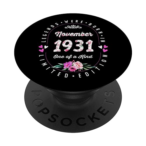 Cumpleaños Floral - Las Leyendas nacen en Noviembre de 1931 PopSockets PopGrip Intercambiable