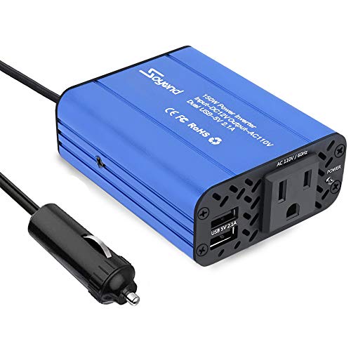 150W Car Power Inverter - DC 12V to 110V AC Converter 4.2A Dual USB Charging Ports Car Charger Adapter Modified Sine Wave Converter for Car Cigarette Lighter with AC Outlet for Car