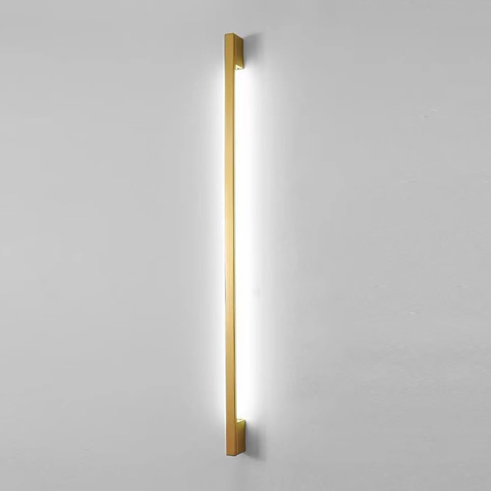 Cosrub Gold(4000K) Modern Linear Led Wall Sconce, Long Strip Aluminum Wall Washer Light Minimalist Ultra Thin Wall Lamps For Living Room Hallway Stairs Bedroom(,120Cm/47.24In)