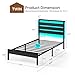 Rolanstar Bed Frame Twin Size with USB Charging Station, LED Bed Frame with Wood Storage Headboard, Black Metal Platform Bed with Under Bed Storage, No Box Spring Needed, Noise Free