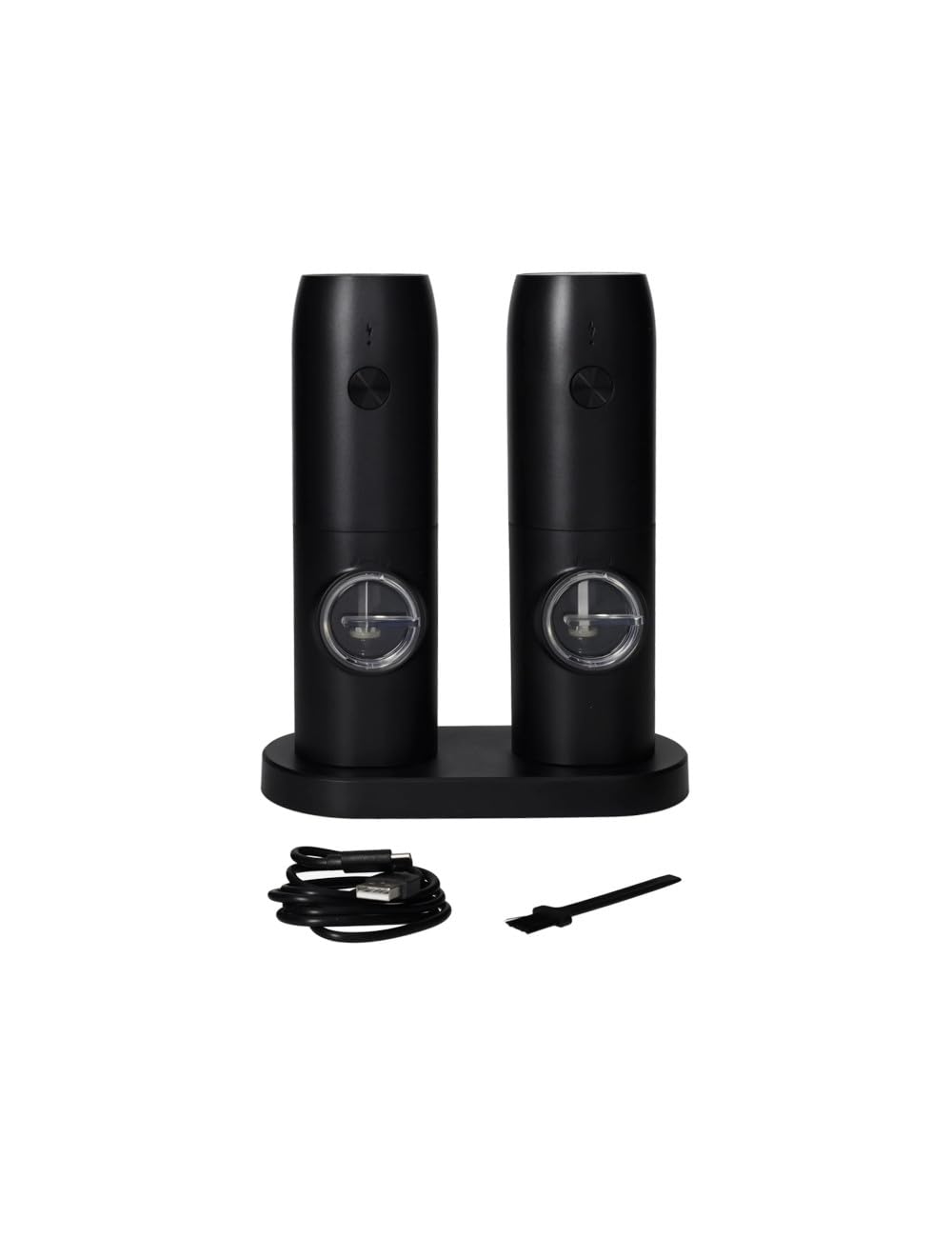 Brandani 85154 Macina Sale/Pepe Elettrico Ricaricabile Con Supporto, Set 2 pz Abs, 16.5x20h cm