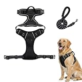Fellstern Anti-Zieh-Geschirr, 2026 Neu Anti Zieh Geschirr für Hunde, Fellstern Hundegeschirr, Verstellbares Geschirr Hund, Weich Gepolsterter Brustgeschirr, Für Hunde jeder Größe (Schwarz, L)