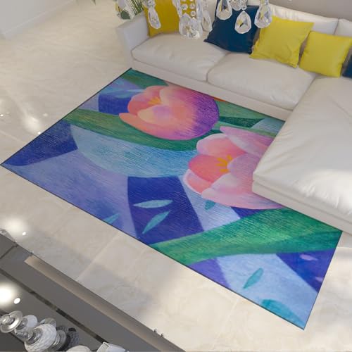 Descente lit lavable design abstrait floral pour chambre moderne