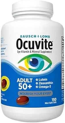 Adult 50+Eye Vitamin and Mineral Supplement with Zinc, Vitamins C, E, Omega 3, Lutein and Zeaxanthin, 150 Count