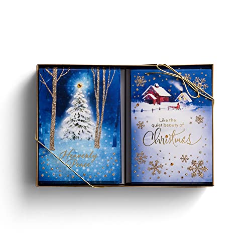 Cartes de voeux Snowy Scenes lot de 2 boîtes pour correspondance hiver