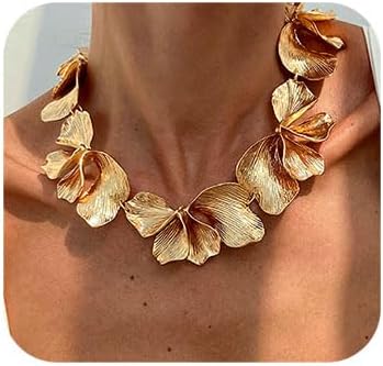 Missgrace Vintage Fashion Bohemian Dainty Silver Gold Plated Leaf Choker Necklace Summer Beach Party Bar Necklace for Women