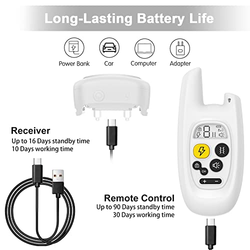 Viwik Shock Collar For Large Medium Small Dogs, Rechargeable Dog Training Collar With Remote 1600Ft, Electric Ipx7 Waterproof Bark Collar W/Beep, Vibration, Shock And Keypad Lock White #TOP5