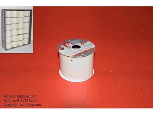 DUE ESSE CHRISTMAS SRL Glitterband 6,5 x 270 cm, wit, zoals afgebeeld, eenheidsmaat