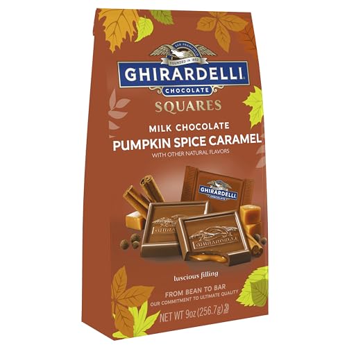 GHIRARDELLI Milk Chocolate Pumpkin Spice Caramel Squares, 9 oz Bag